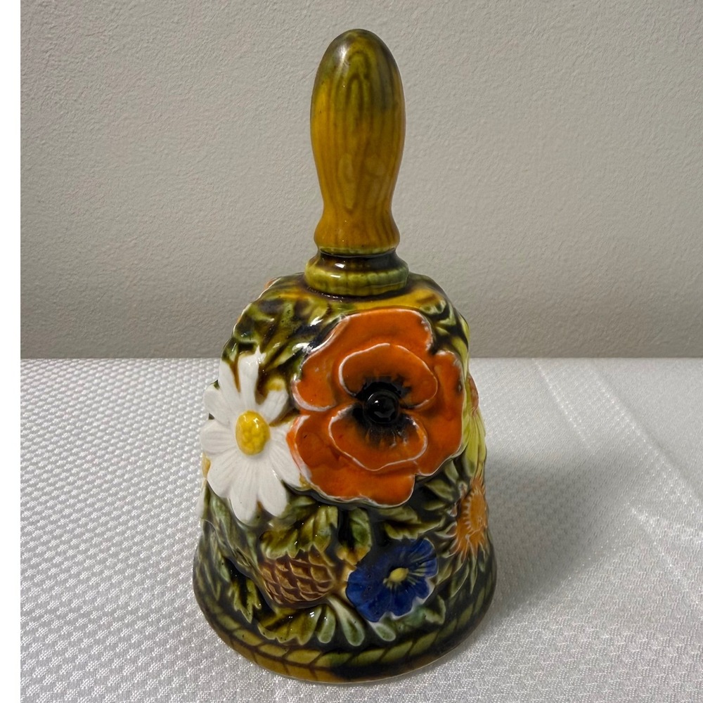 Vintage Inarco Japan Floral Porcelain Bell Hand Painted Cottagecore